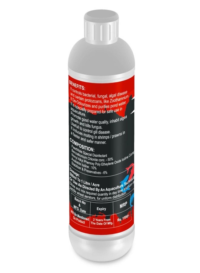 FeedWale Fish Guard 1 Litre Cures Fungal and Bacterial Infection for Fishes in Ponds & BioFloc Aquaculture Water Treatment - Image 3
